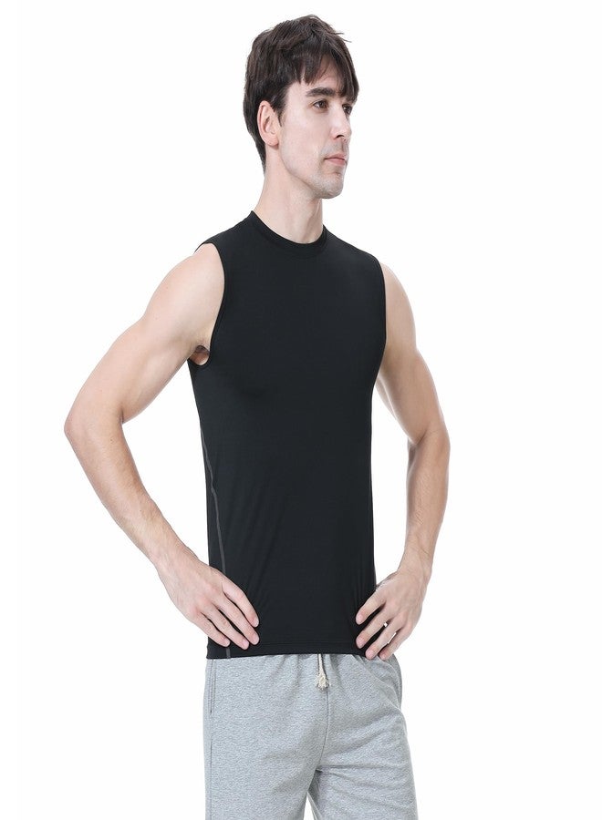 TopTie Men's Sleeveless Compression Shirt, Sports Base Layer Tank Top, Athletic Workout Shirt-White-XL - Image 5
